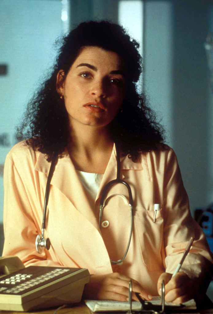 Julianna Margulies in the TV show ER. Instead of snakes, she has a stethoscope