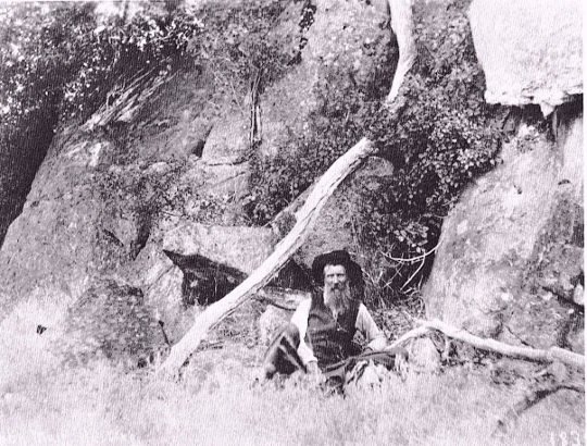 John Muir among the rocky crags