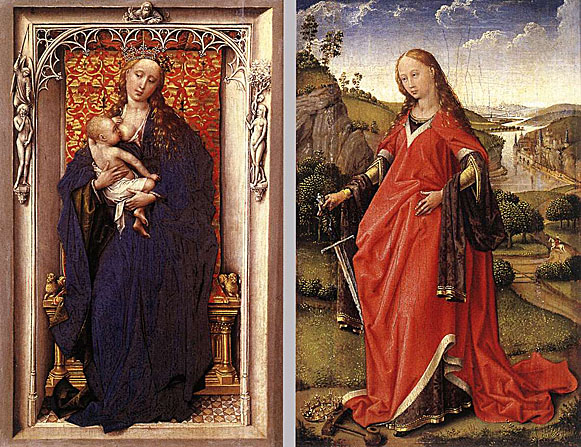 Virgin and Child Standing in a Niche. Saint Catherine of Alexandria. Rogier van der Weyden, 